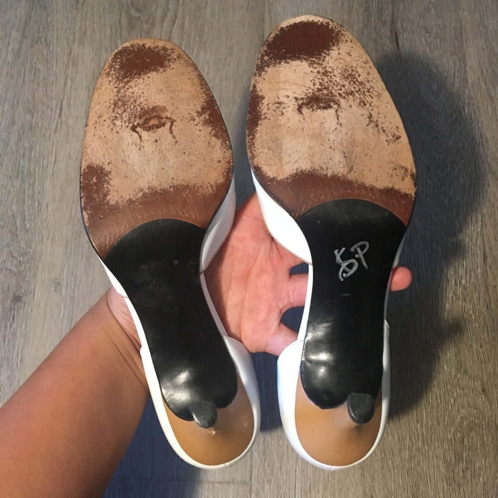 Stuart Weitzman White & Tan Mule Heels - Picture 7 of 7